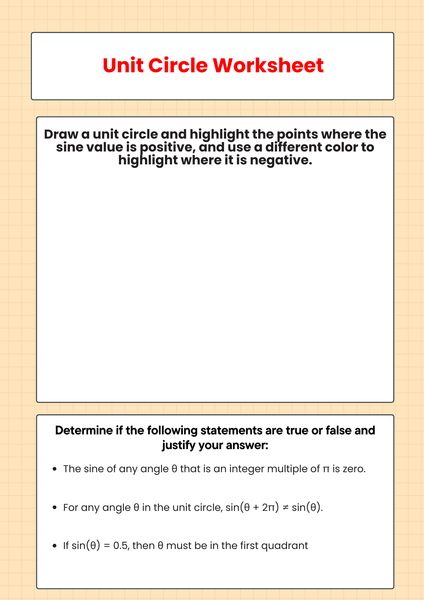 Sin Unit Circle Worksheet