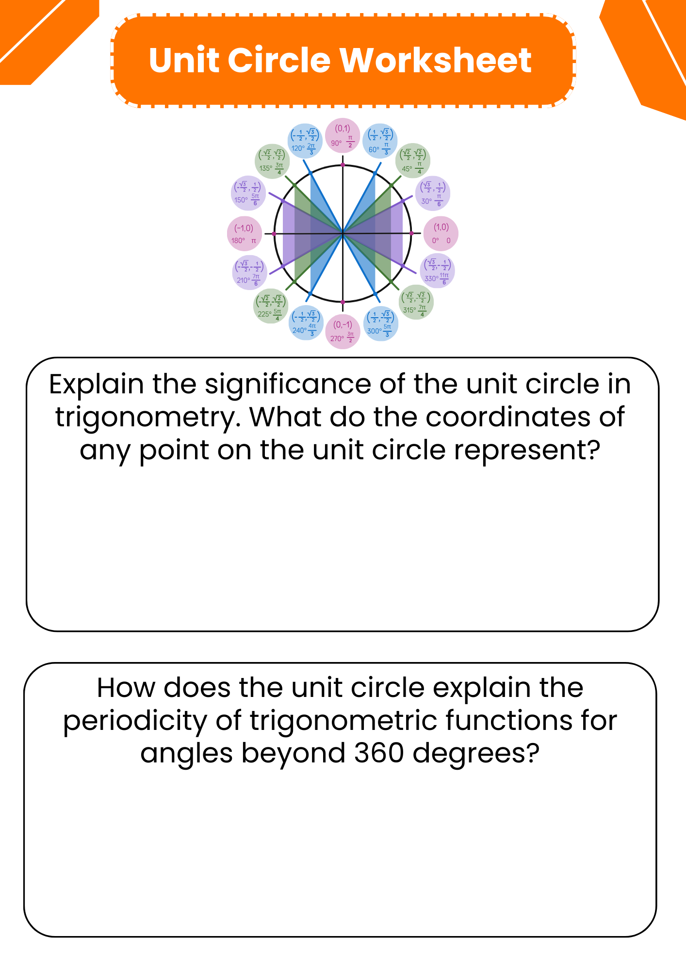 Unit Circle Worksheet 1