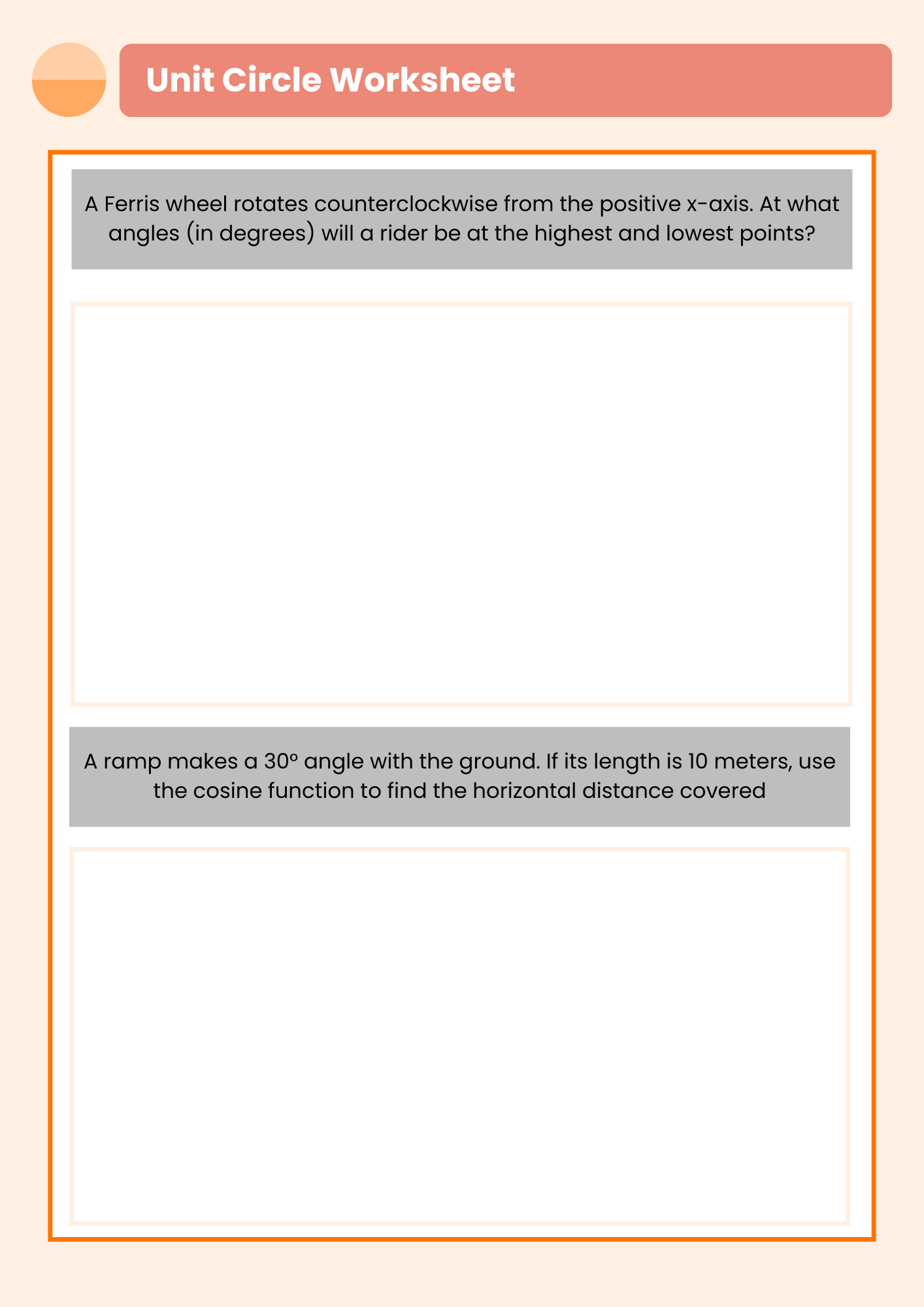 Unit Circle Worksheet Application