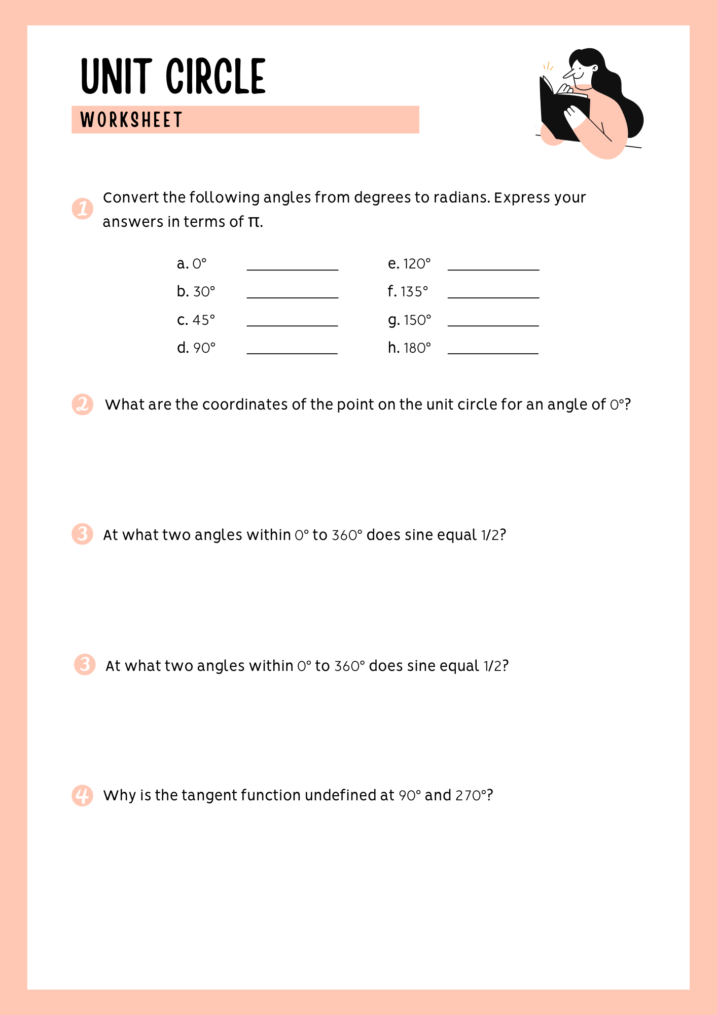 Unit Circle worksheet 4