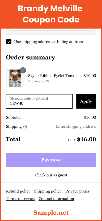 Brandy Melville Coupon Code