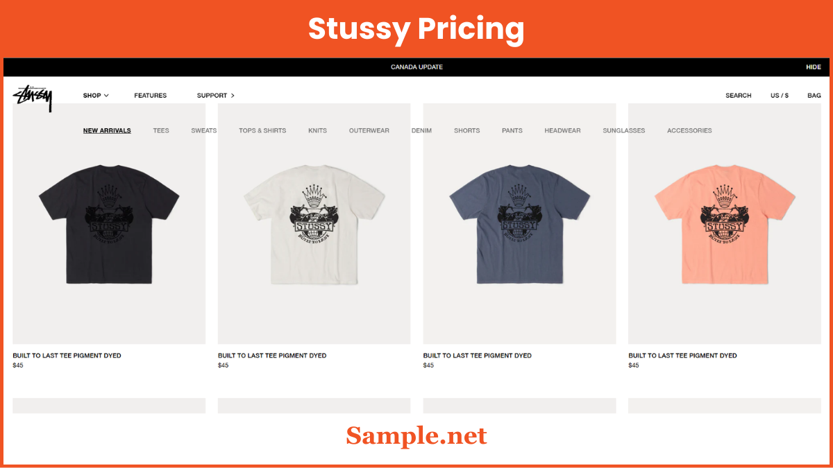 Stussy Pricing