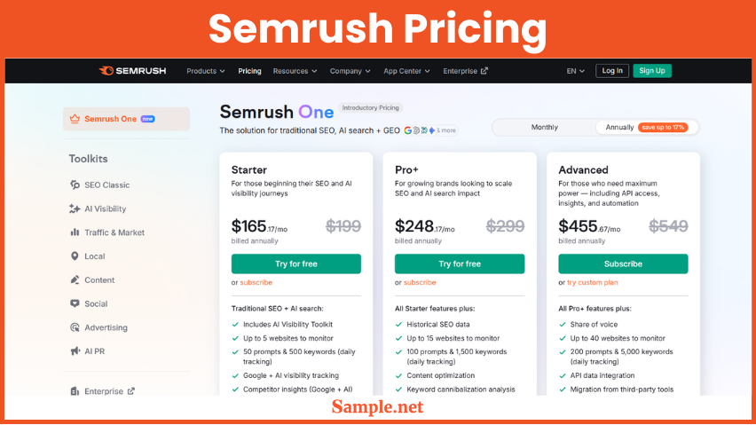 Semrush Pricing