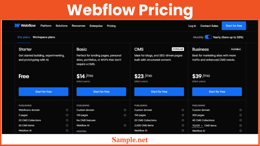 Webflow Pricing