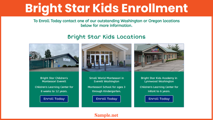 Bright Star Kids Enrollment